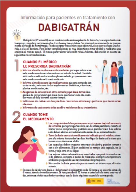Información para pacientes en tratamiento con DABIGATRÁN. Archivo PDF. Se abrirá en una ventana nueva
