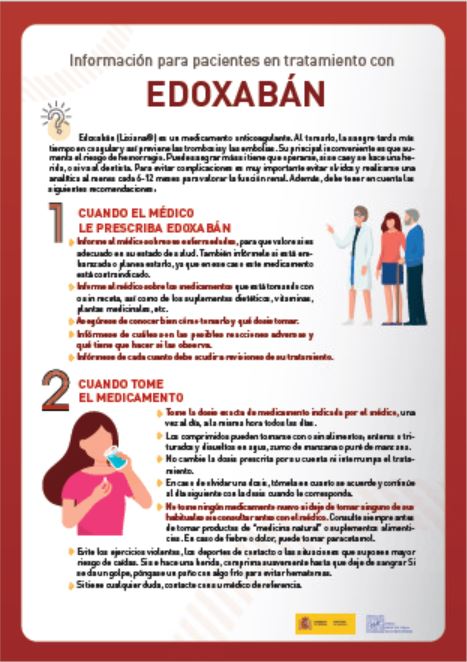 Información para pacientes en tratamiento con EDOXABÁN. Archivo PDF. Se abrirá en una ventana nueva
