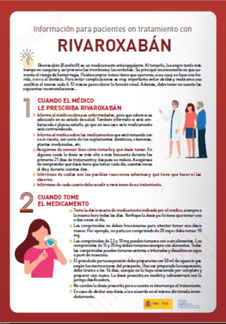 Información para pacientes en tratamiento con RIVAROXABÁN. Archivo PDF. Se abrirá en una ventana nueva