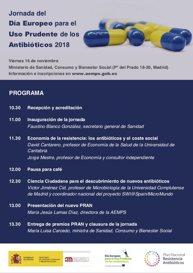 Portada 'Programa Jornada del Día Euripeo para el Uso Prudente de los Antibióticos 2018'. Archivo PDF. Se abrirá en una ventana nueva