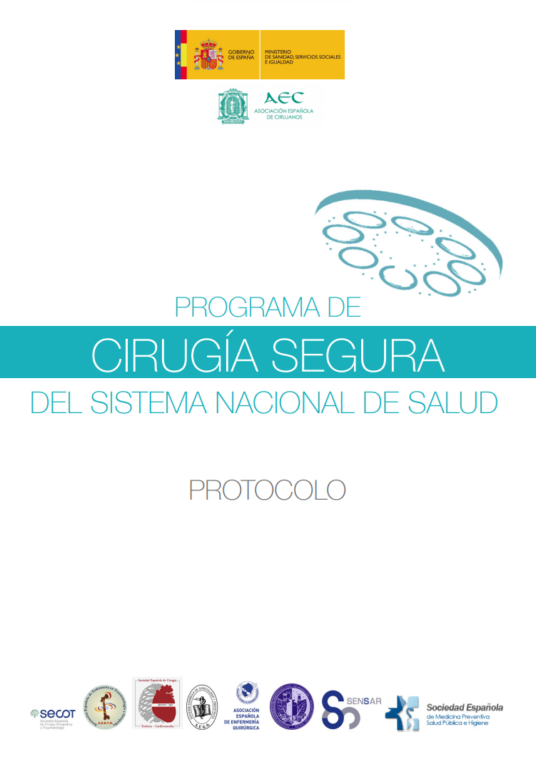 Carátula Protocolo del Proyecto Cirugía Segura. Archivo PDF. Se abrirá en una ventana nueva